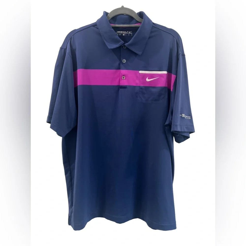 Nike Dri-Fit Mens Golf Shirt XL Blue Welt Pocket‎ 100% Polyester